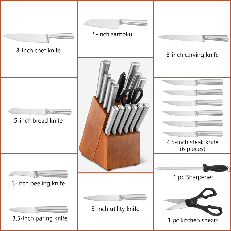 dropship Daily Necessities Kitchen Knife Set Stainless Steel Knife Block Set