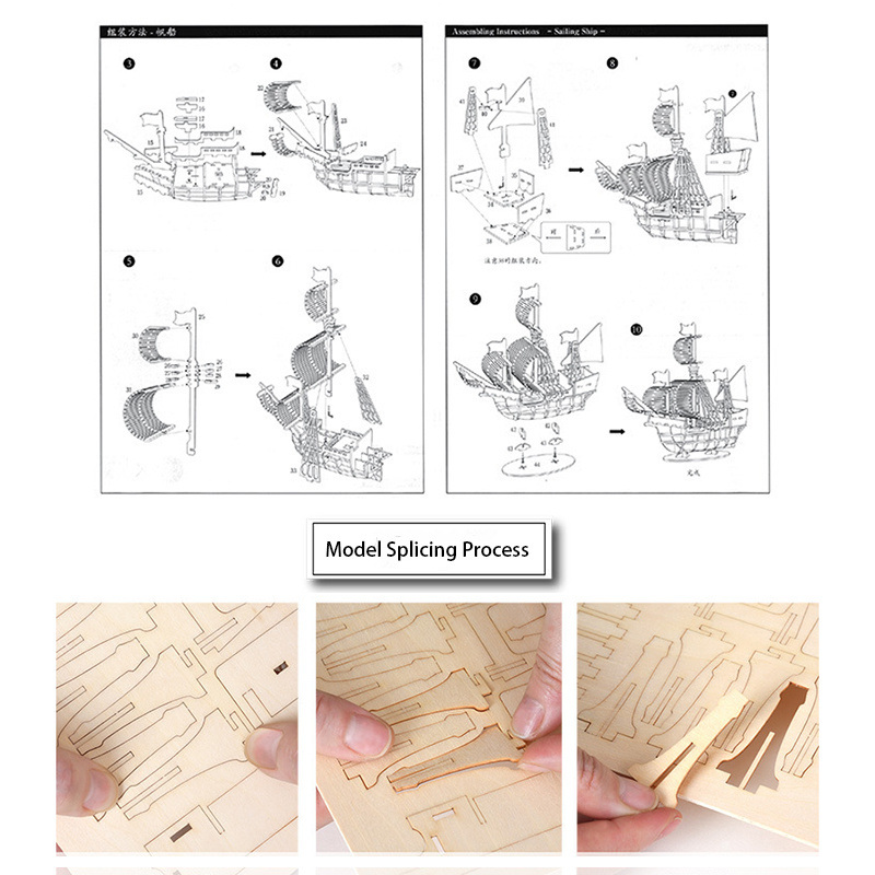 dropship 1pc 3D Wooden Puzzles For Adults; Sailboat Educational Puzzle Assembly Model; DIY Educational Desk Toy 7.87"x7.09"x2.99"