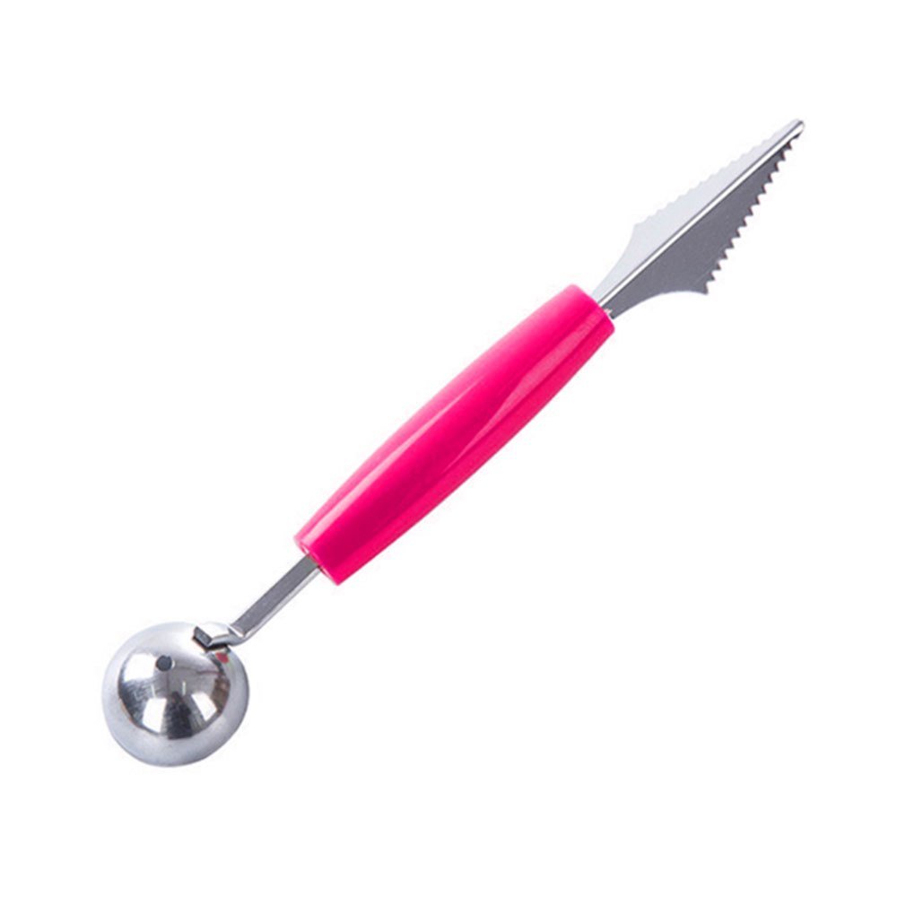 dropship Double Head Stainless Steel Fruit Digging Spoon; Corrugated Carving Knife Watermelon Fruit Platter Tool; Spoon Digger