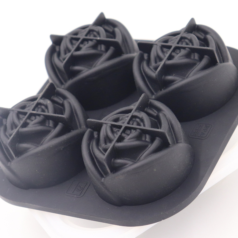 dropship 1pc Rose Ice Cube Mold Tray; Silicone 4-Cell Ice Cube Mold For Whiskey Cocktail Refrigerator Kitchen Utensils