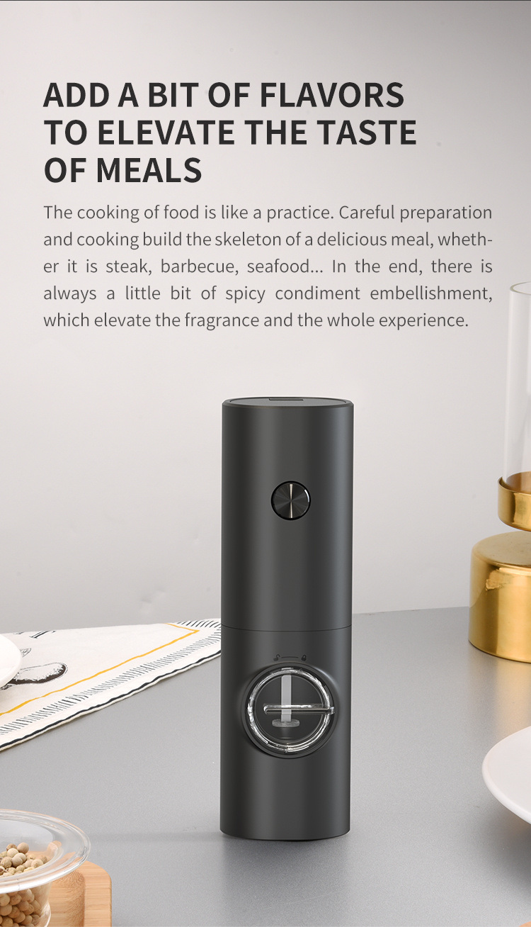 dropship 1pc Electric Salt And Pepper Grinder With Adjustable Coarseness Refillable; Pepper Mill; Battery Powered; Kitchen Automatic Grinder; Kitchen Gadgets