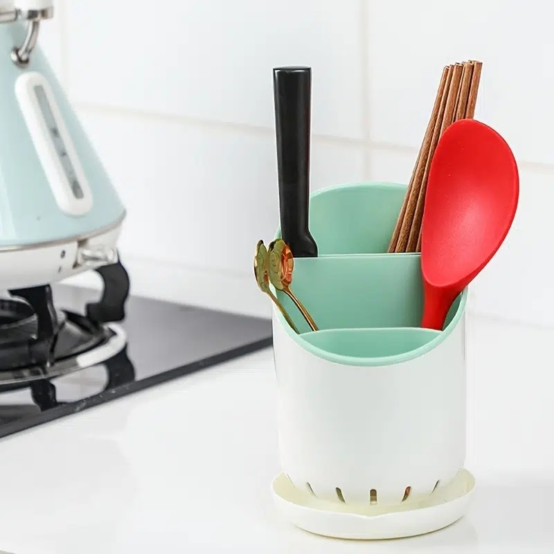 dropship 1pc Kitchen Utensil Holders Cutlery Drying Rack For Counter With Catch Pan And Drain Hole; Anti Tilting Kitchen Silverware Drainer Basket Sink