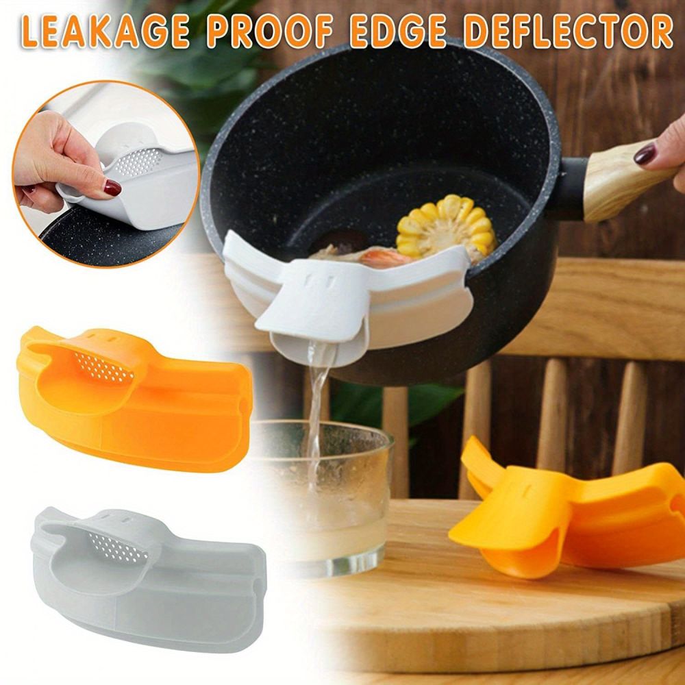 dropship 1pc; Anti-Spill Silicone Slip On Pour Soup Spout Funnel; Kitchen Dedicated Anti-Spill Pots Round Edge Deflector Pour Soup Funnel Duckbill Diversion Mouth