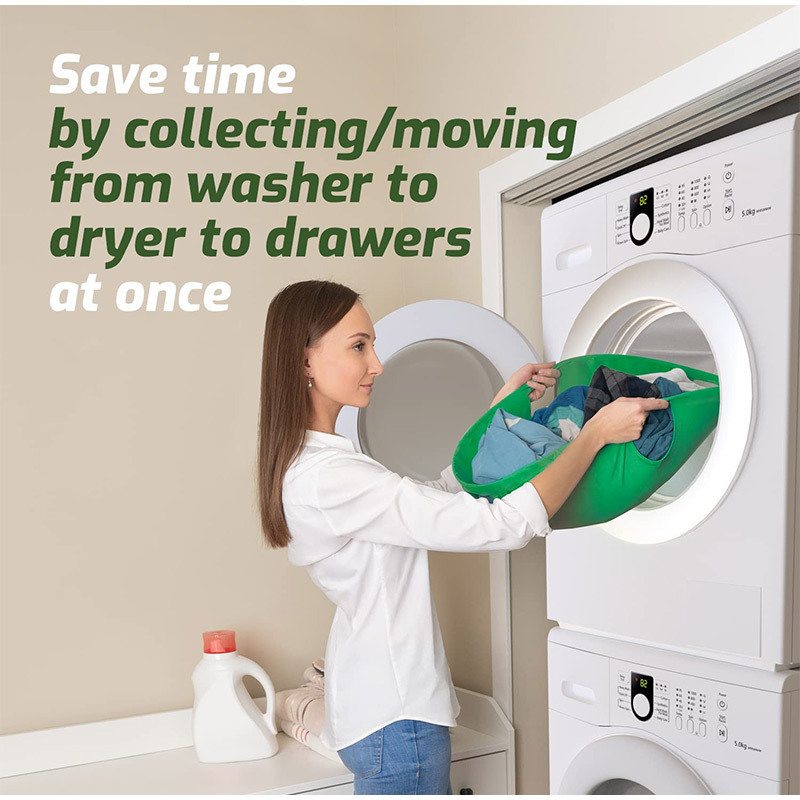 dropship 1pc 21in/26in Laundry Hamper Basket Foldable Hamper Oval Tub Green Cloth Storage Baskets Home Dryer Helper Clothes Carrier Organizer