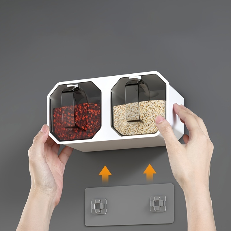 dropship 1pc Punch-free Wall-mounted Seasoning Box; Seasoning Jar; Kitchen Seasoning Storage Container; Seasoning Bottle; Spice Box Organizer; Seasoning Storage Box