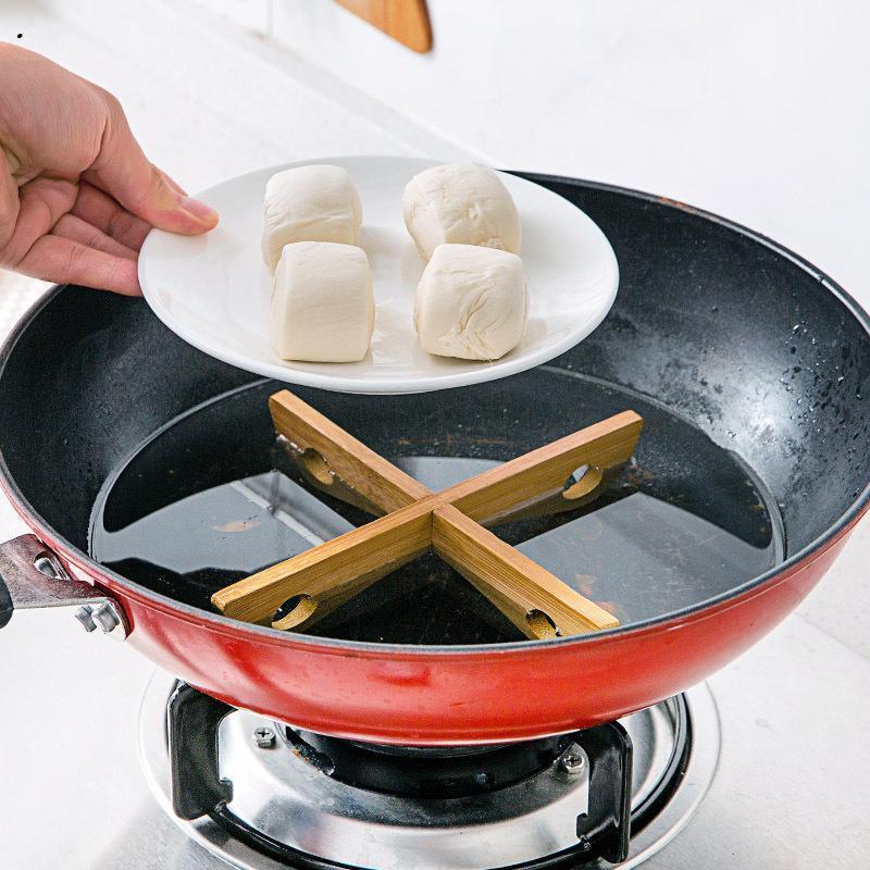 dropship 1pc/2pcs Bamboo Cross Pot Bottom Stand; Pot Rack; Heat-Insulation Anti-Scald Cup & Dish Holder; Draining Rack