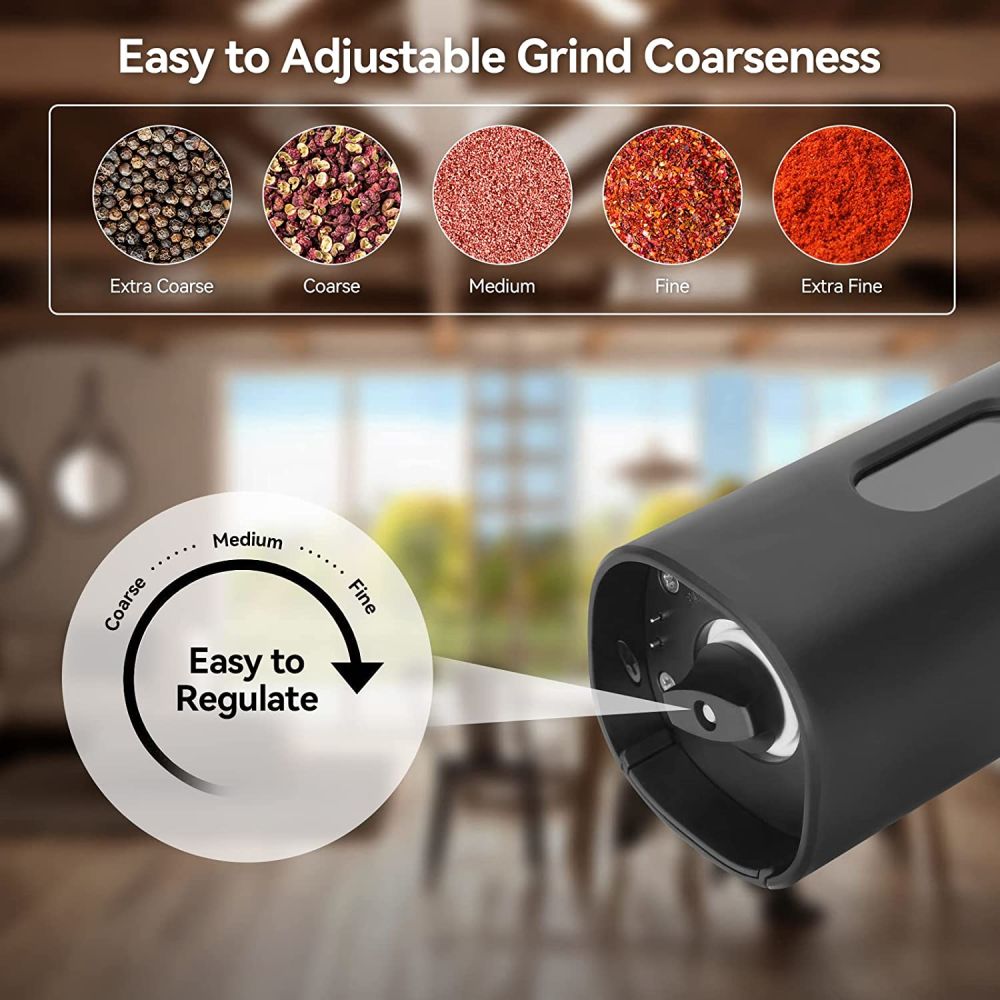 dropship Electric Salt And Pepper Grinder Set With Charging Base Automatic Salt Pepper Mill Refillable Adjustable Coarseness Salt Grinder