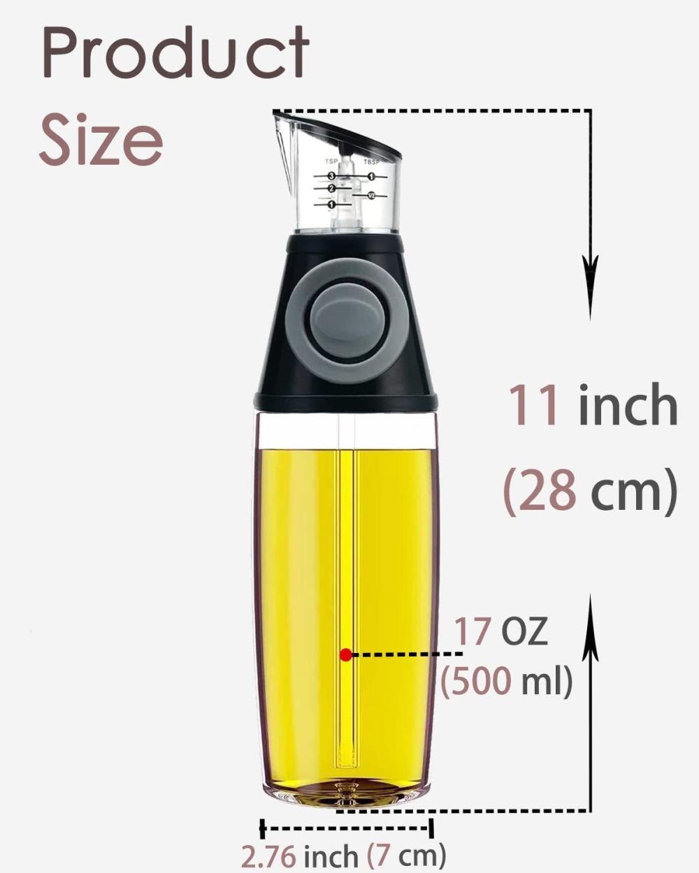 dropship 1pc Oil Dispenser Bottle; 17oz Olive Oil Dispenser Oil Sprayer; Clear Glass Refillable Oil And Vinegar Dispenser Bottle With Measuring Scale Pump For Kitchen; Cooking; Salads