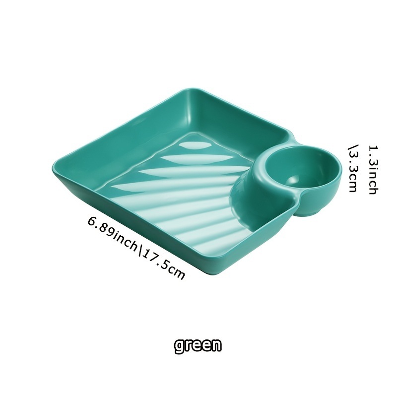 dropship 1pc Dumpling Plate With Sauce Dish; Potato; Water; Dumplings; Plate With Vinegar; Dinner Plate; Household Creative Square Serving Plate With Vinegar Saucer