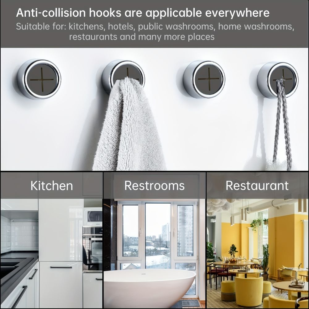 dropship 1/3/8pcs Kitchen Towel Holder, Self Adhesive Wall Dish Towel Hook, Round Wall Mount Towel Holder For Bathroom, Kitchen And Home, Wall, Cabinet, Garage, No Drilling Required