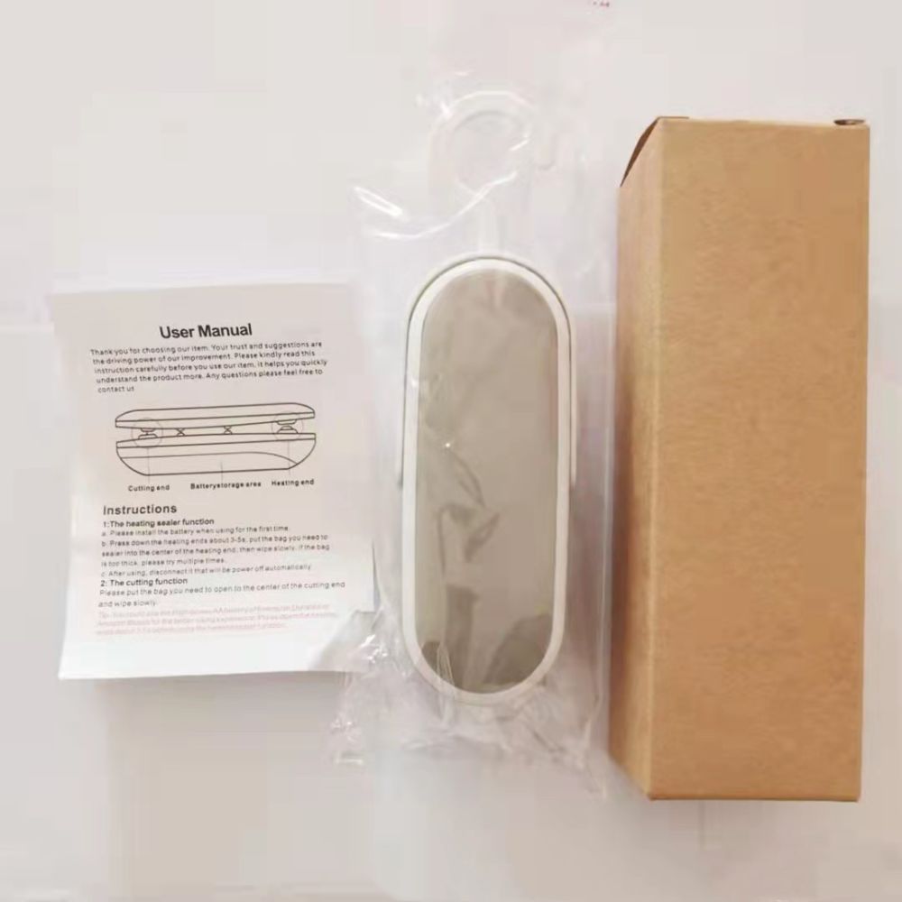 dropship 1pc Mini Bag Sealer; Portable Vacuum Plastic Sealer With Hook; 2-in-1 Heat Sealer With Cutter; Storing Kitchen Food