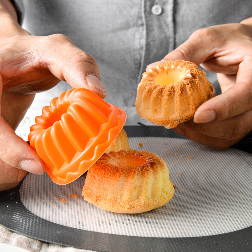 dropship 12pcs/Set; Silicone Baking Cups; Reusable Cupcake Liners; Home Cake Molds; Standard Size Muffin Liners; Baking Tools; Kitchen Gadgets