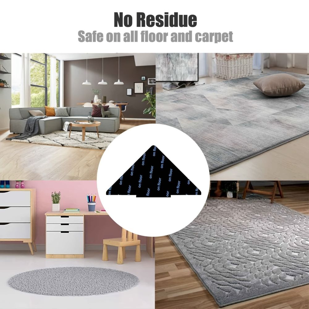 dropship 8pcs Rug Gripper; Double Sided Non-Slip Rug Pads Rug Tape Stickers; Washable Area Rug Pad Carpet Tape Corner Side Gripper For Hardwood Floors And Tile