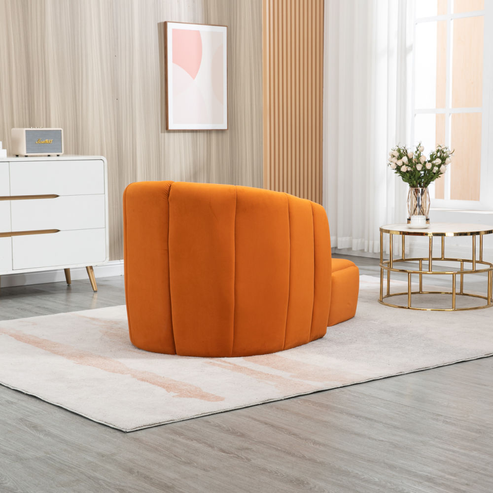 dropship COOLMORE Accent Chair with Ottoman, Mid Century Modern Barrel Chair Upholstered Club Tub Round Arms Chair for Living Room