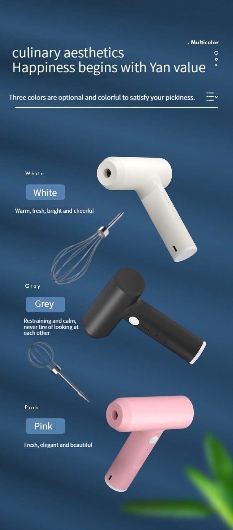 dropship Wireless Electric Food Mixer Portable 3 Speeds Egg Beater Baking Dough Cake Cream Mixer Kitchen Tools