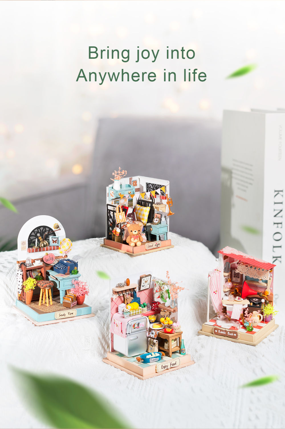 dropship Robotime DIY Taste Life Kitchen Doll House with Furniture Children Adult Miniature Dollhouse Bubble Bath Wooden Kits Toy Gift DS