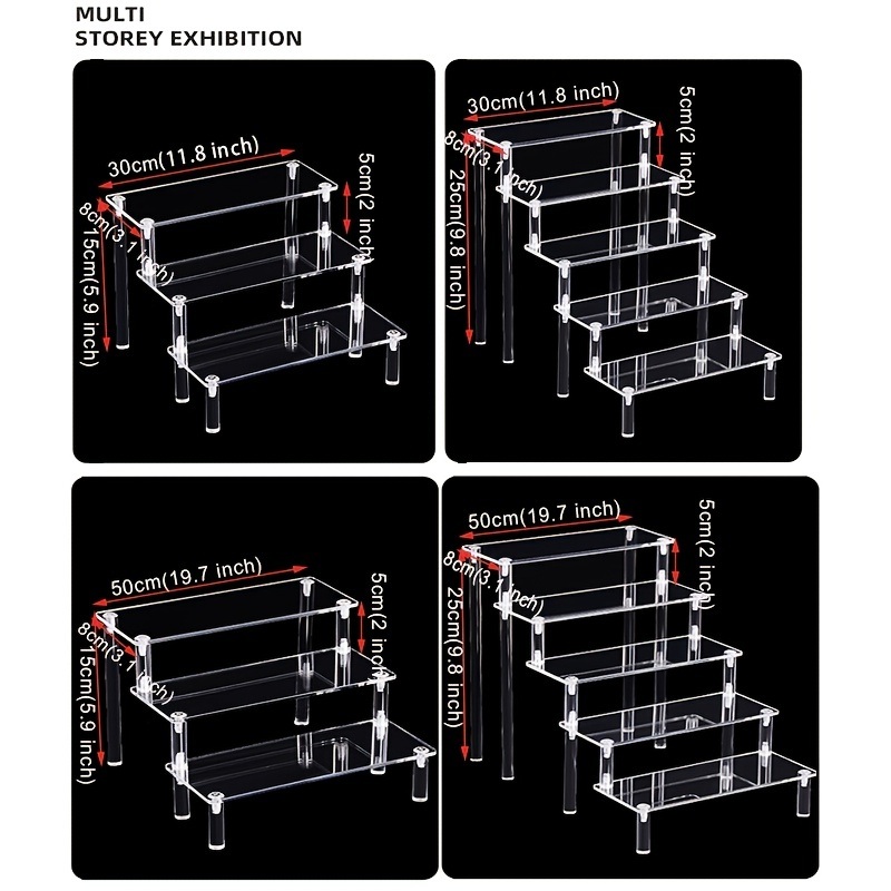 dropship 1pc Acrylic Perfume Organizer; Tiered Display Stand; Acrylic Riser Display Shelf; Transparent Multi-layer Model; Blind Box Storage For Cosmetics And Jewelry; Step Shelf