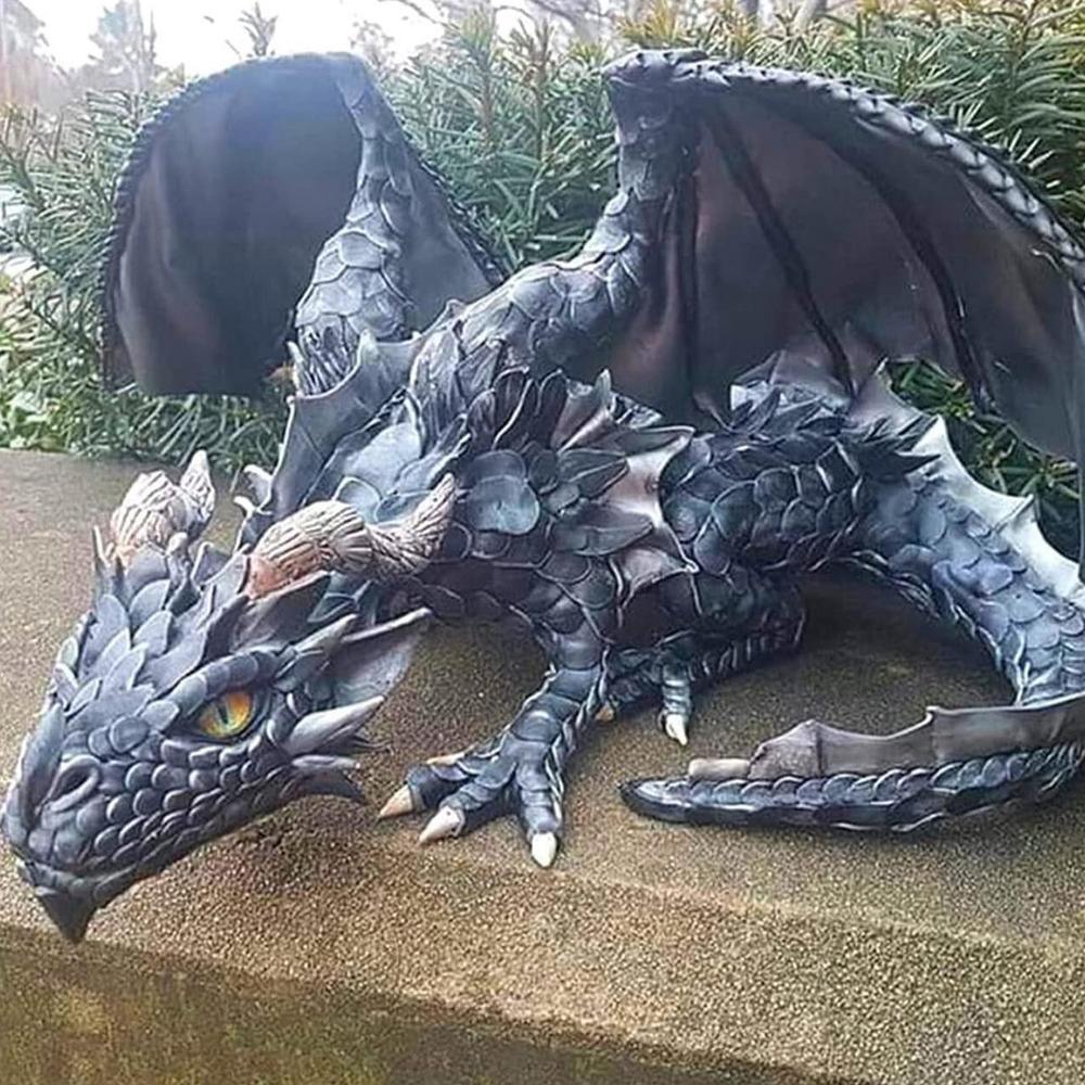 dropship Outdoor Garden Big Squatting Dragon Sculpture Dragon Guardian Statue Garden Dragon Sculpture Statue Decoration Gothic Dragon
