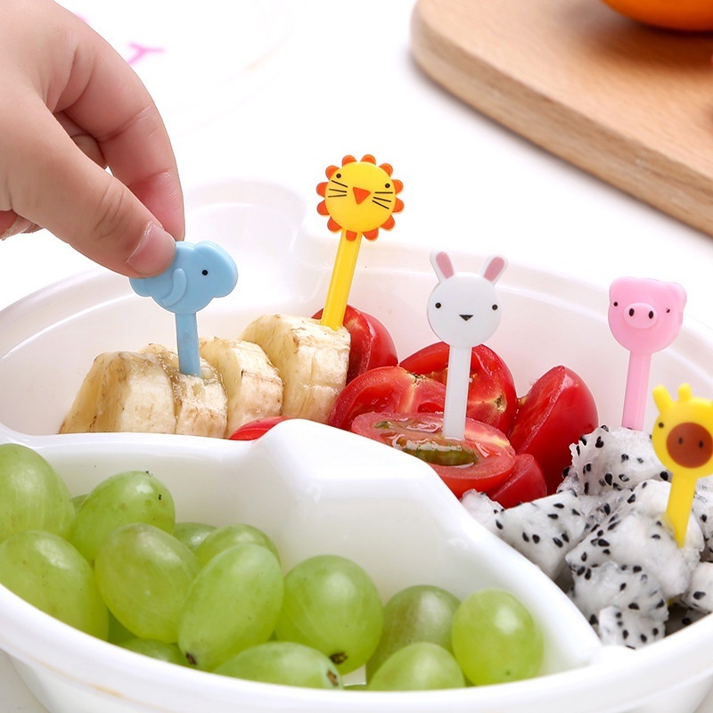 dropship 10PCS Cute Fruit Fork; Reusable Mini Animal Forks; Food; Cakes; Snacks; Fruit Decorations; Suitable For Children