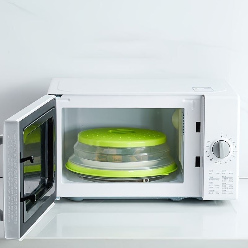 dropship Microwave Cover For Food; 1pc Microwave Splatter Cover; Heating Folding Cover; Silicone Fresh-keeping Cover; Oil-proof Splash-proof Cover With Hook Cooking Lid