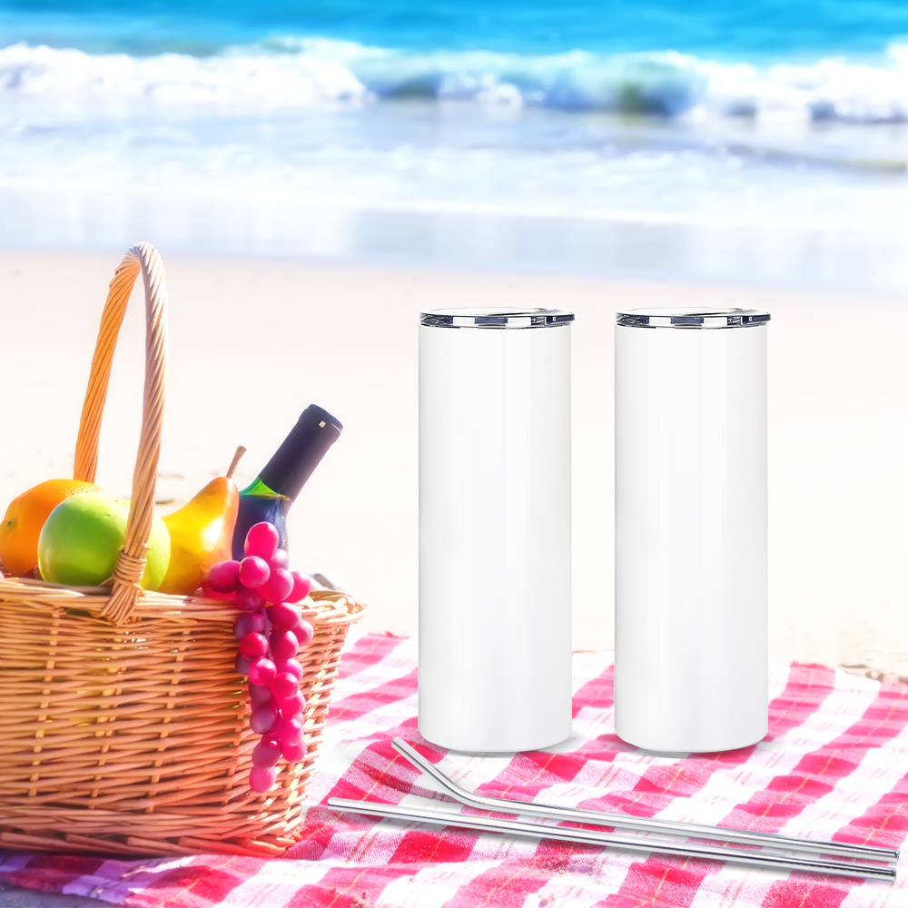 dropship US Warehouse White 20Oz Stainless Steel Heat Transfer Printing Tumbler 20oz Straight Sublimation Tumbler 25PCS/Case