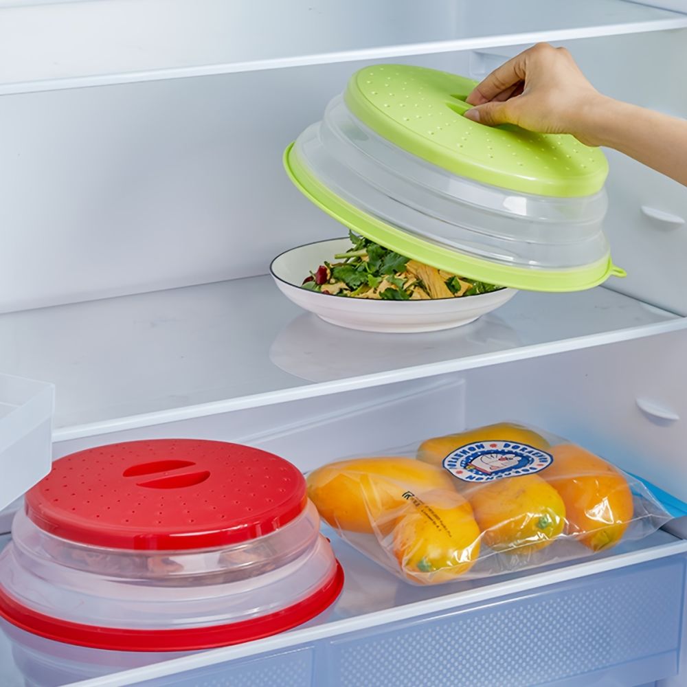 dropship Microwave Cover For Food; 1pc Microwave Splatter Cover; Heating Folding Cover; Silicone Fresh-keeping Cover; Oil-proof Splash-proof Cover With Hook Cooking Lid