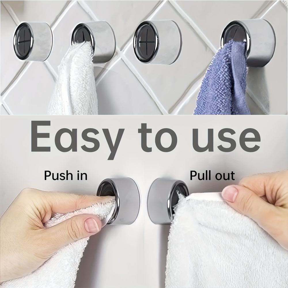 dropship 1/3/8pcs Kitchen Towel Holder, Self Adhesive Wall Dish Towel Hook, Round Wall Mount Towel Holder For Bathroom, Kitchen And Home, Wall, Cabinet, Garage, No Drilling Required