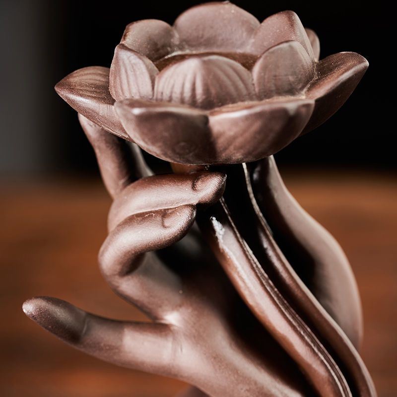 dropship 1pc Reversible Lotus Floral Aromatherapy Furnace Purple Sand Ornament