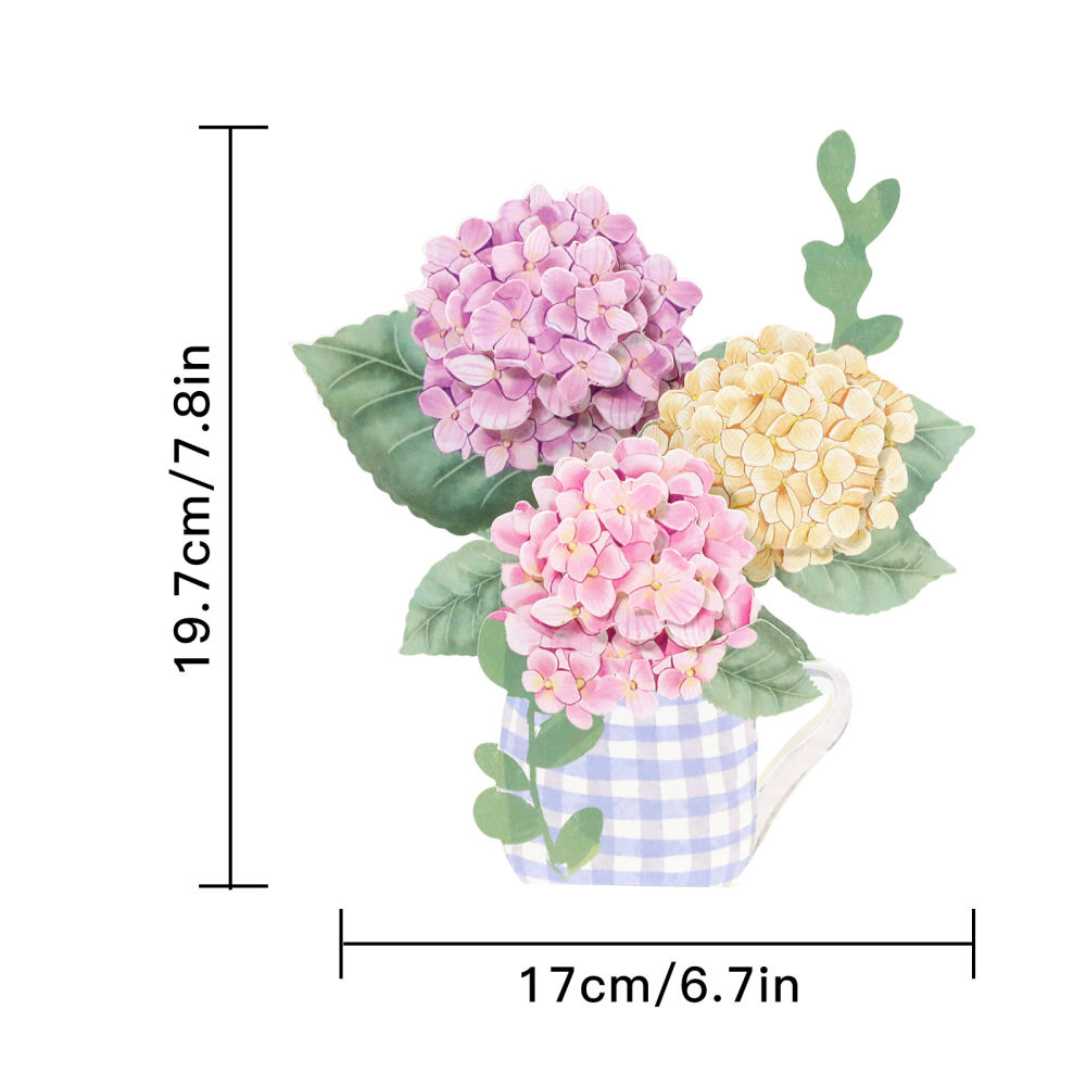 dropship 1pc Pop Up Greeting Card For Mother's Day; 3D Hydrangea Flower Paper Carving Ornament; Creative Birthday Wishing Handmade Gift; Thanksgiving Wishing Card For Mother; Mother's Day Gift