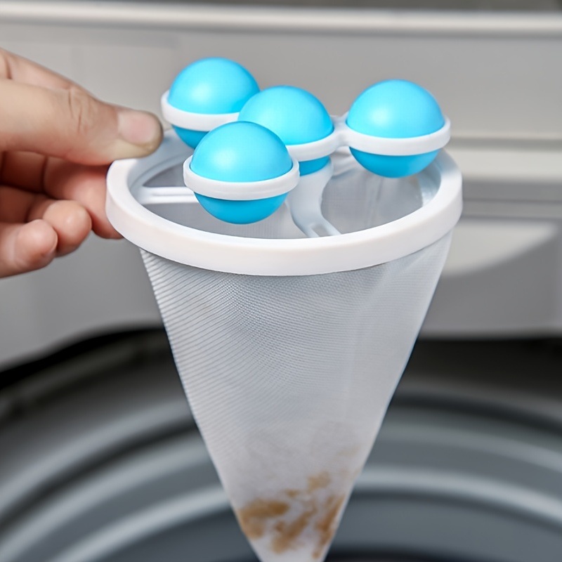 dropship 3pcs Pet Hair Remover; Reusable Lint Catcher Washing Machine Hair Filter; Laundry Hair Removal Ball; Durable Cleaning Mesh Bag Floating Lint Remover For Laundry 6.89*3.62in