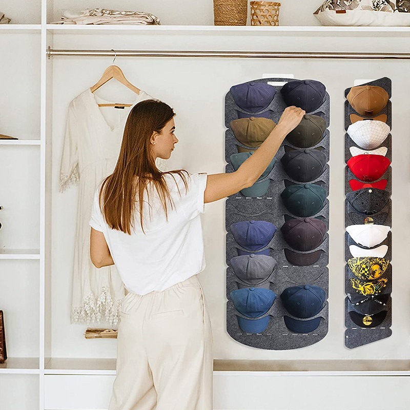 dropship Hanging Hat Organizers For Baseball Cap Felt Storage Holders For Bedroom Closet Space Saving Wall Door Felt Storage Rack