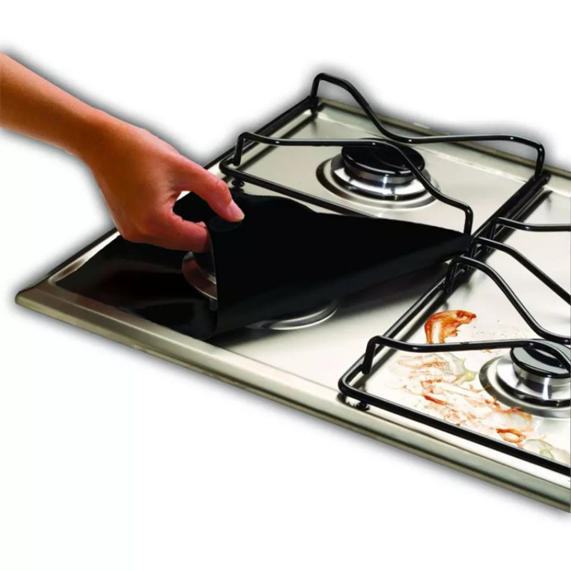 dropship 4pcs Stove Burner Covers; Universal Gas Stove Protectors; Double Thickness Reusable Non-Stick Fast Clean Liners For Kitchen Cooking