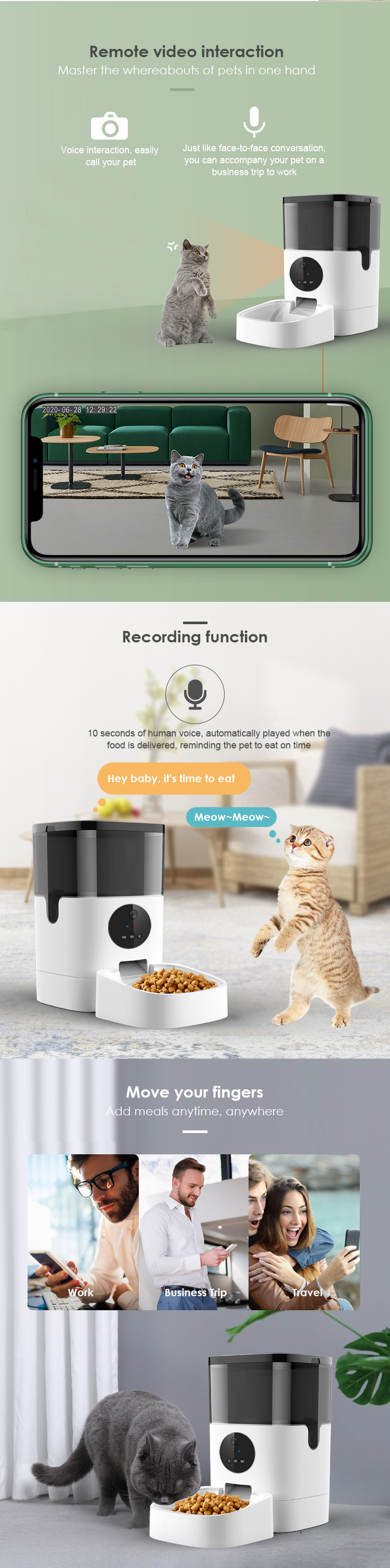 dropship Phone App Control Tuya Smart Wifi Advanced Auto Reminder Timed Cat Dog Food Dispenser Automatic Pet Feeder camera