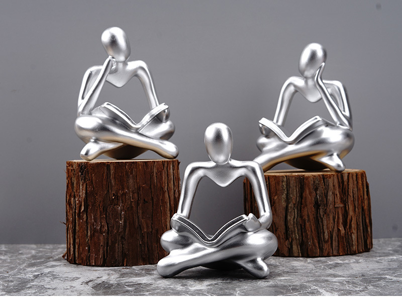 dropship NORTHEUINS Reading Man Resin Figurine for Study Room Desktop Abstract Thinker Figure Ornament Home Living Room Office Decoration