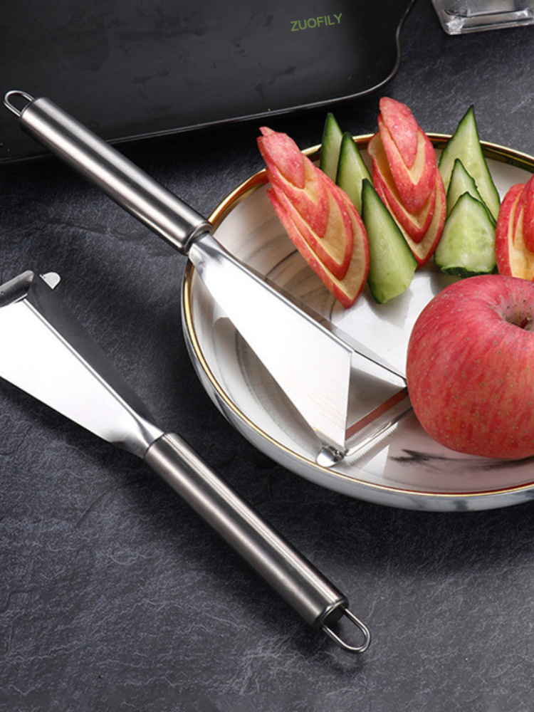 dropship Multifunctional Apple Triangle Push Knife Potato Stainless Steel Fancy Fruit Knife Creative Carving Restaurant Plate Peeling Kni