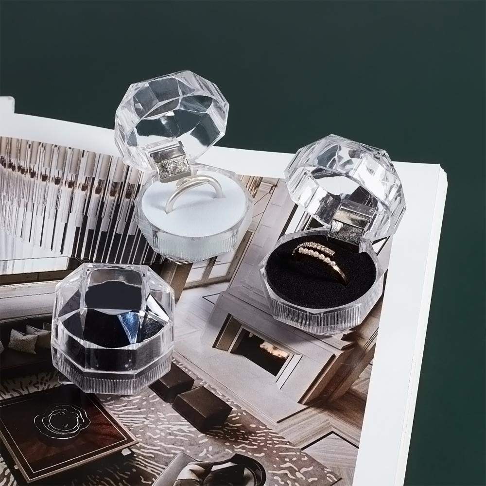 dropship 40pcs Black Clear Plastic Ring Boxes Crystal Earrings Jewelry Storage Boxes Display Organizer Case With Foam Insert