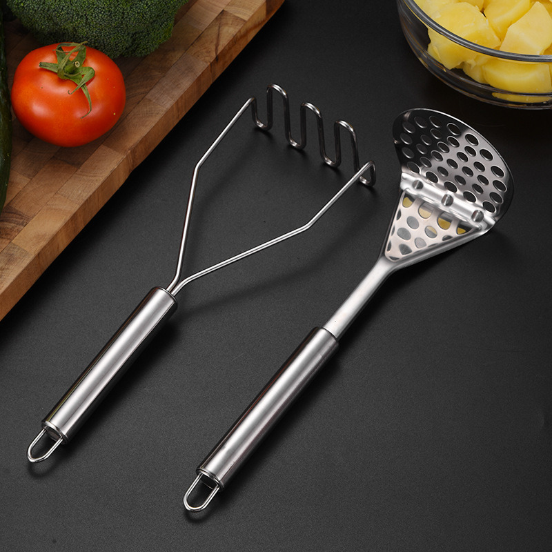 dropship Stainless Steel Manual Potato Press; Baby Food Masher; Wavy Potato Press; Kitchen Gadgets