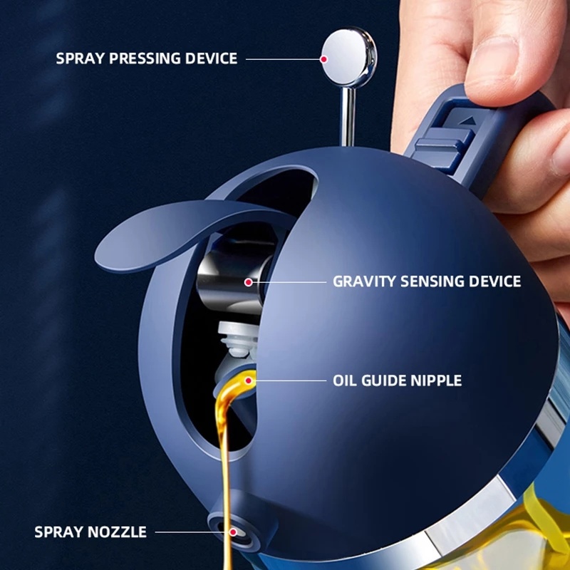 dropship 1pc 2-in-1 Oil Bottle Spray And Automatically Open Pour Olive Oil Gravy Boats Grill Sprayer Leak-proof Nozzle BBQ Kitchen Accessories