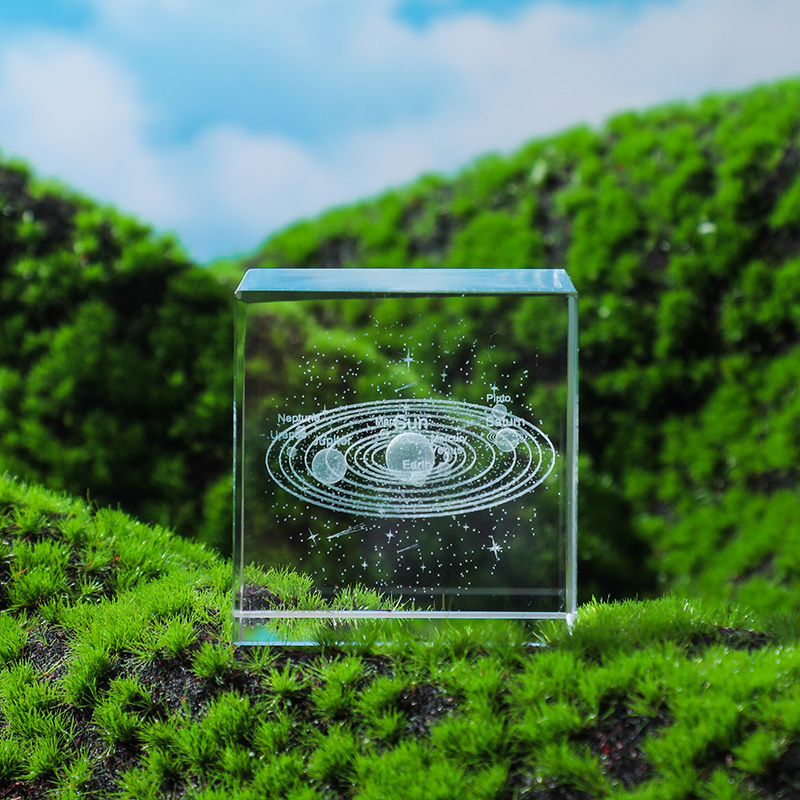 dropship Moon; Cloud; 3D Cube Engraved Crystal Craft Ornaments; Desktop Bedroom Decorations; Creative Birthday Gifts