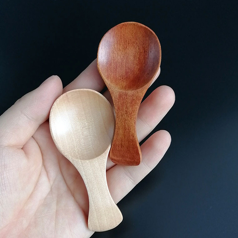 dropship 4Pcs Mini Wooden Spoons; Small Spice Condiment Spoon; Sugar Tea Coffee Scoop; Short Handle Wood Spoon; Jam Mustard Ice Cream Wood Spoons; Kitchen Gadgets