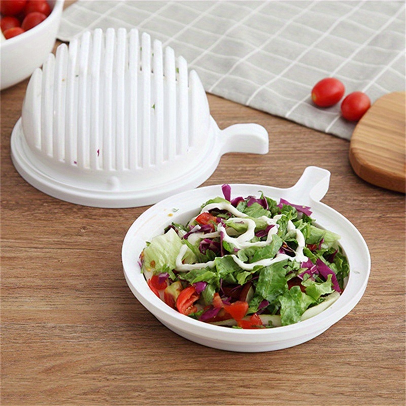 dropship 1pc Vegetable Cutting Aid Fruit Vegetable Salad Cutting Bowl Kitchen Plastic Divider Salad Cutting Mold; Kitchen Accessories