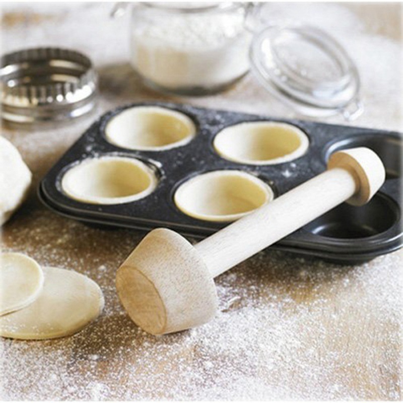 dropship 1pc Kitchen Gadgets Wood Egg Tart Pusher Double Side Tart Tamper Pastry Pusher Wooden Egg Tart Mold For Eggtart Mold Baking Cake Kitchen Tools