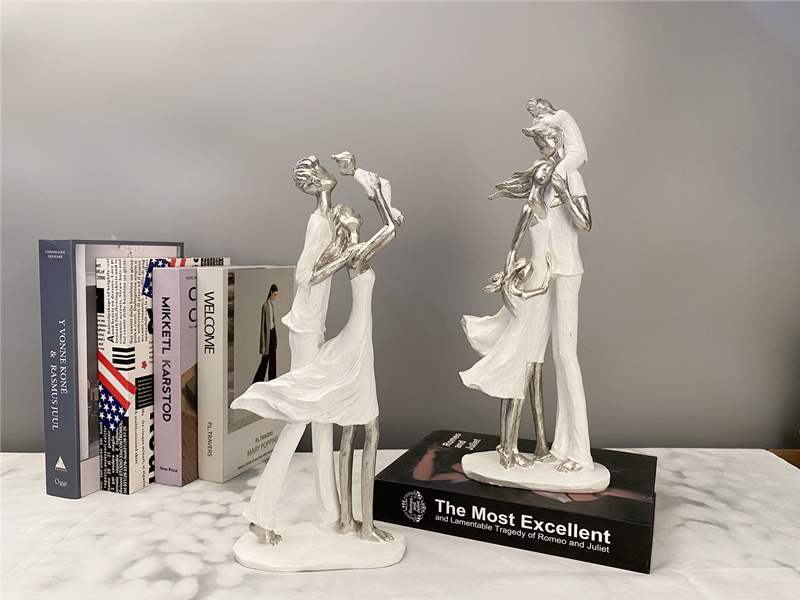 dropship NORTHEUINS Resin Family Statues Nordic Creative Abstract Figurines for Interior Home Living Room Desktop Decoration Accessories