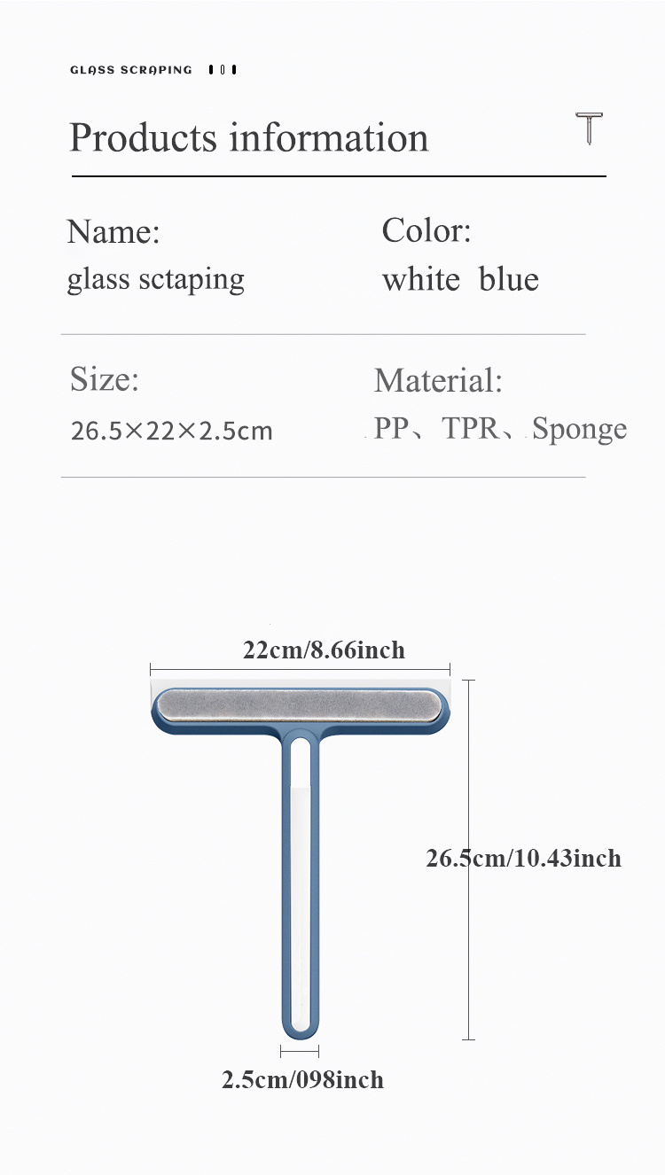 dropship 1pc/2pcs 3-in-1 Multi-Purpose Glass Cleaning Brush With Handle, Magic Window Cleaning Brush, Squeegee For Window, Glass, Shower Door, Car Windshield, Heavy Duty Window Scrubber, Blue, White