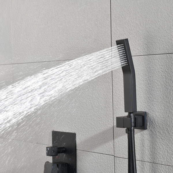 dropship Matte Black Shower Set System Bathroom Luxury Rain Mixer Shower Combo Set Ceiling Mounted Rainfall Shower Head Faucet