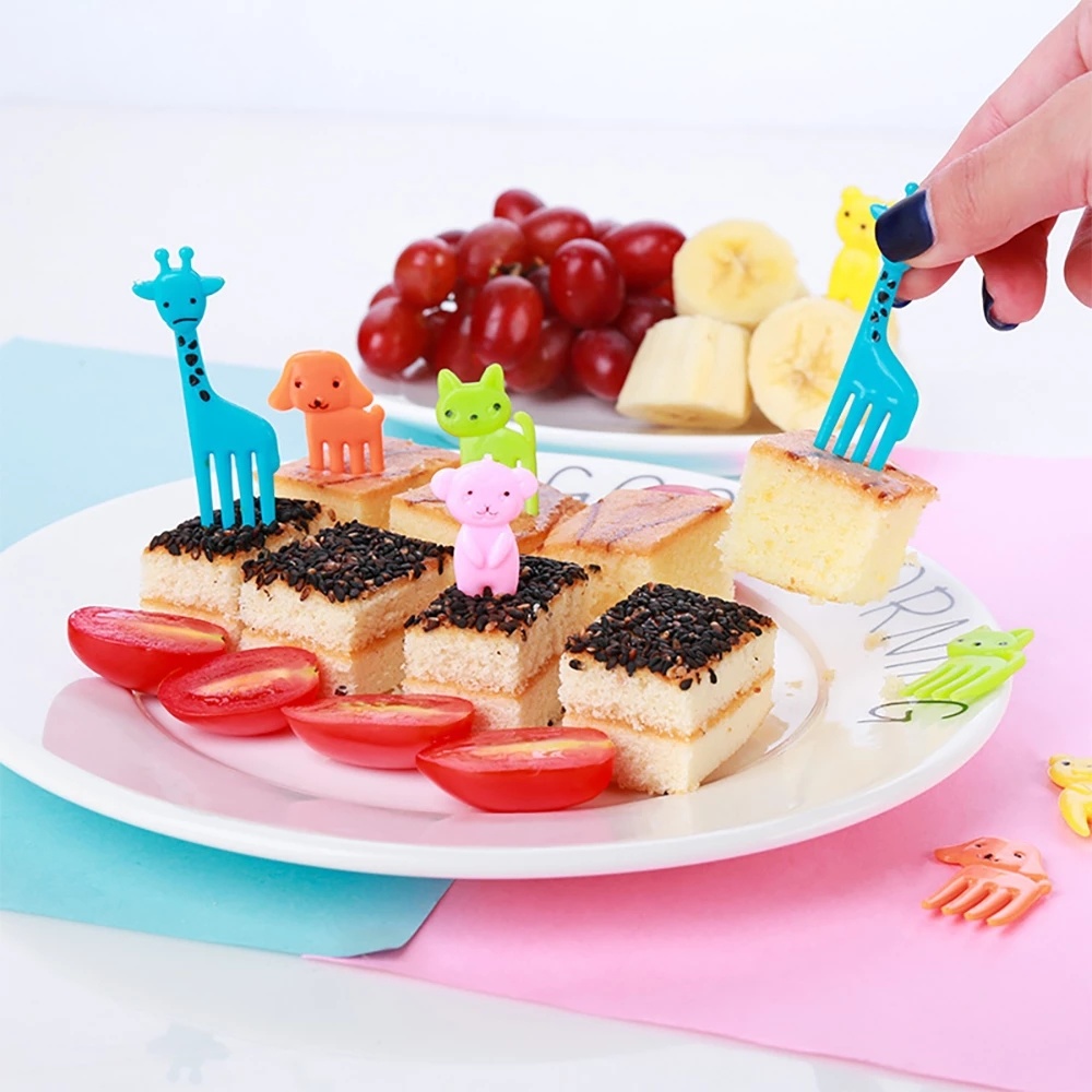 dropship 10PCS Cute Fruit Fork; Reusable Mini Animal Forks; Food; Cakes; Snacks; Fruit Decorations; Suitable For Children