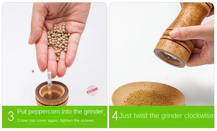 dropship Wooden Grinder Pepper Mill Manual Pepper Ceramic Core Pepper Sea Salt Seasoning Bottle Base Set Kitchen Tools