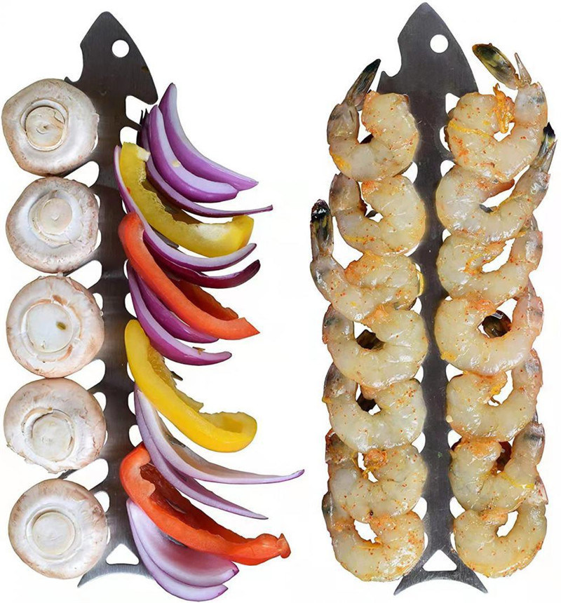dropship Stainless steel barbecue skewer fish bone skewer skewer meat tool BBQ utensils BBQ grill grill mesh Proud Grill Slide
