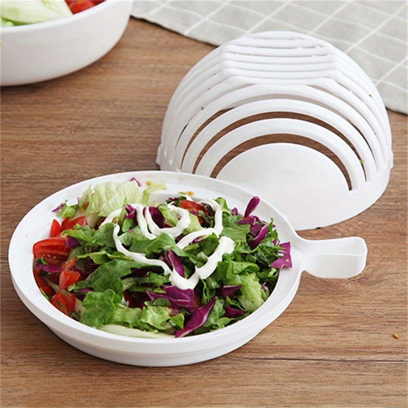 dropship 1pc Vegetable Cutting Aid Fruit Vegetable Salad Cutting Bowl Kitchen Plastic Divider Salad Cutting Mold; Kitchen Accessories