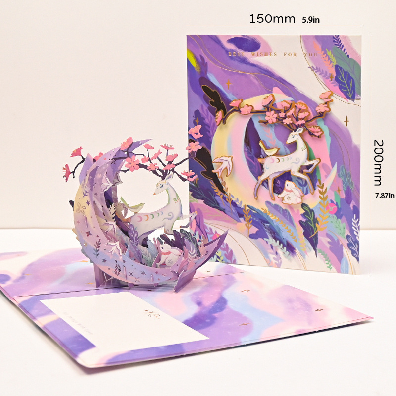 dropship 1pc Ziyi 3D Pop Up Greeting Card With Envelope Graduation Tanabata Gift Birthday Small Card Creative Handwritten Gift Blessing Card